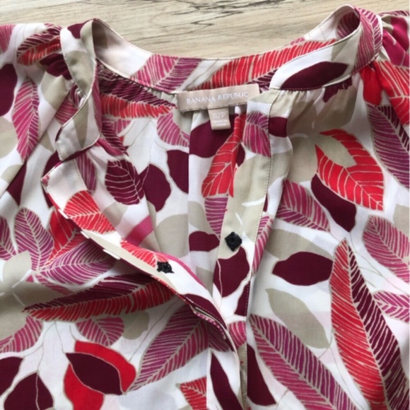 Banana Republic Multicolor Leaf Print Blouse - Picture 6 of 9
